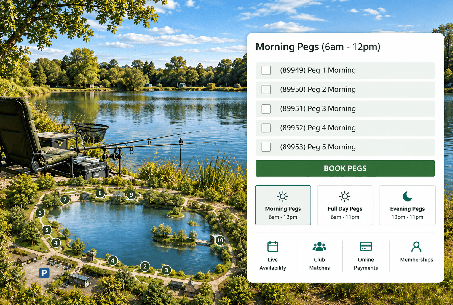 Fishing Peg Booking Software
